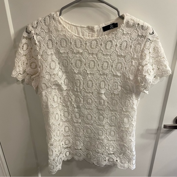 Mindy Maes Market Ampersand Ave White Lace Top - Picture 4 of 5